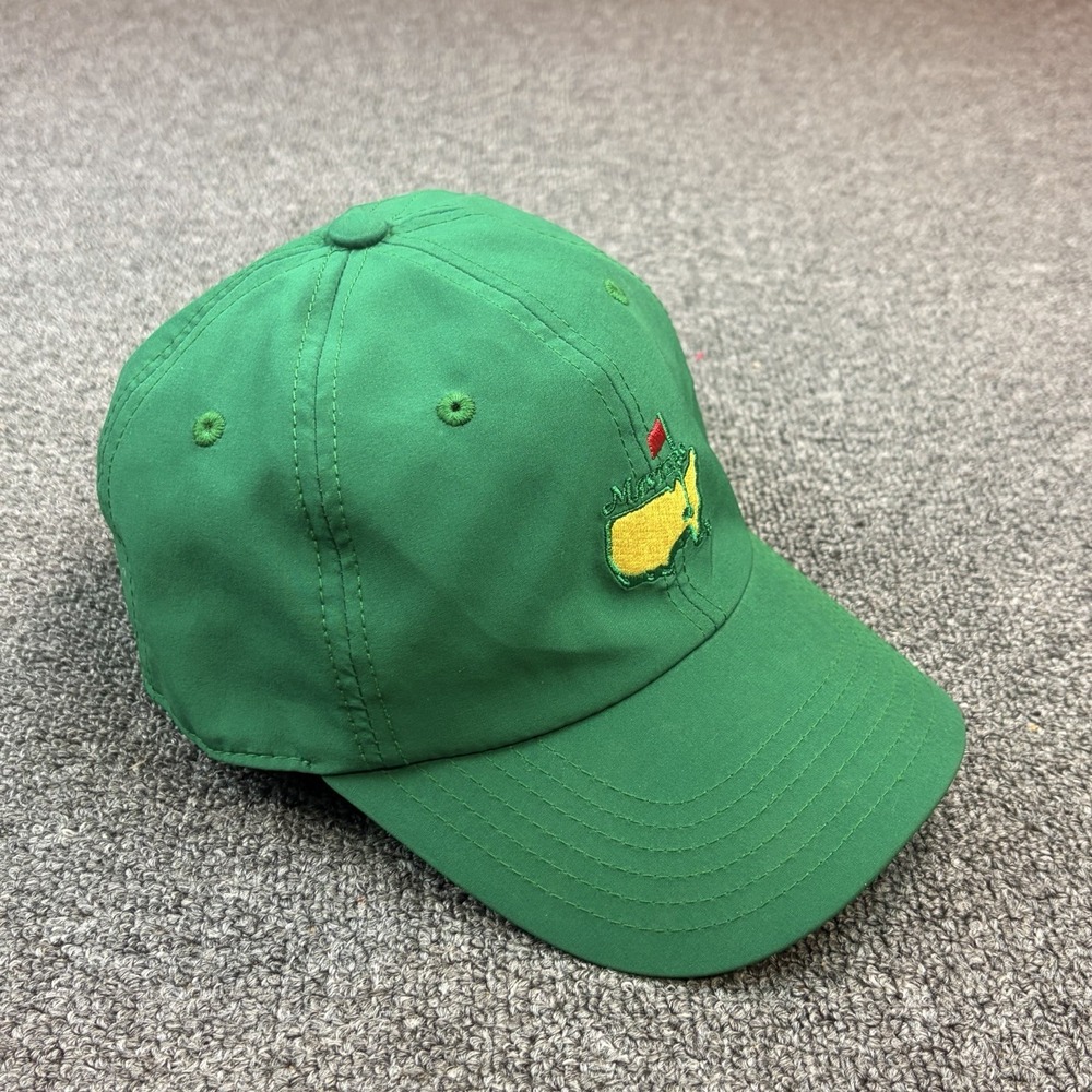 Masters Augusta National Golf Hat Green Rubber Strapback Metallic Logo Rare Cap - Picture 3 of 8